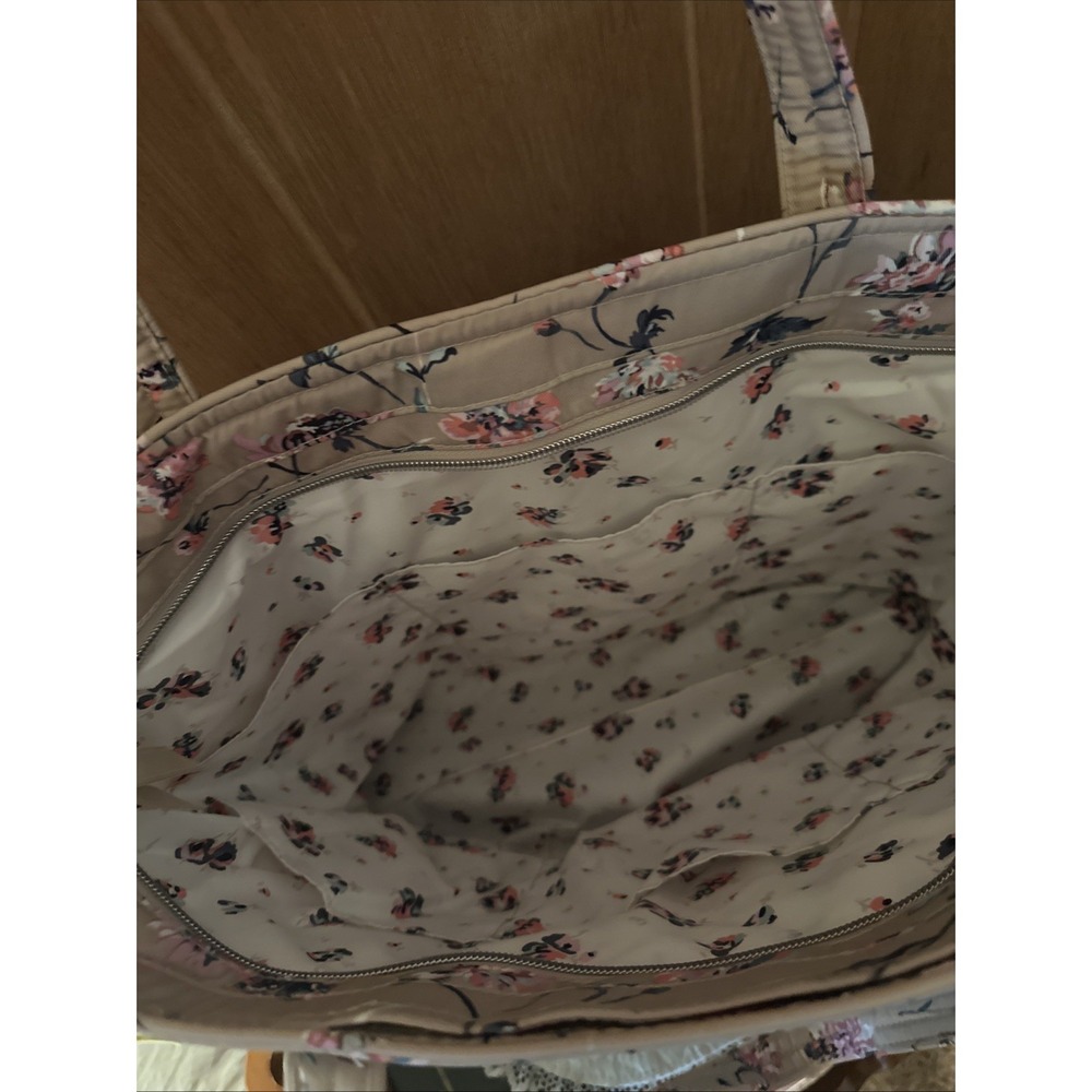 Vera Bradley Strawflowers Large Tote Performance In Tan - Picture 6 of 8